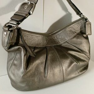 COACH silver leather shoulder bag